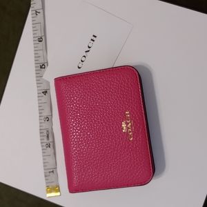 Coach card case in hot pink new without tag